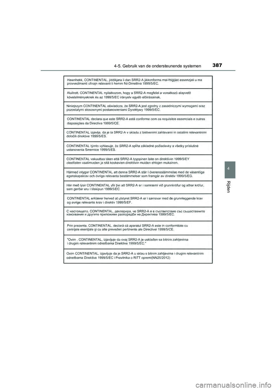 TOYOTA RAV4 2017 Instructieboekje (in Dutch) 3874-5. Gebruik van de ondersteunende systemen
4
Rijden
RAV4_OM_OM42753E_(EE)
RAV4_OM_OM42753E_(EE).book Page 387 Tuesday, August 23, 2016 3:44 PM TOYOTA RAV4 2017 Instructieboekje (in Dutch) 3874-5. Gebruik van de ondersteunende systemen
4
Rijden
RAV4_OM_OM42753E_(EE)
RAV4_OM_OM42753E_(EE).book Page 387 Tuesday, August 23, 2016 3:44 PM