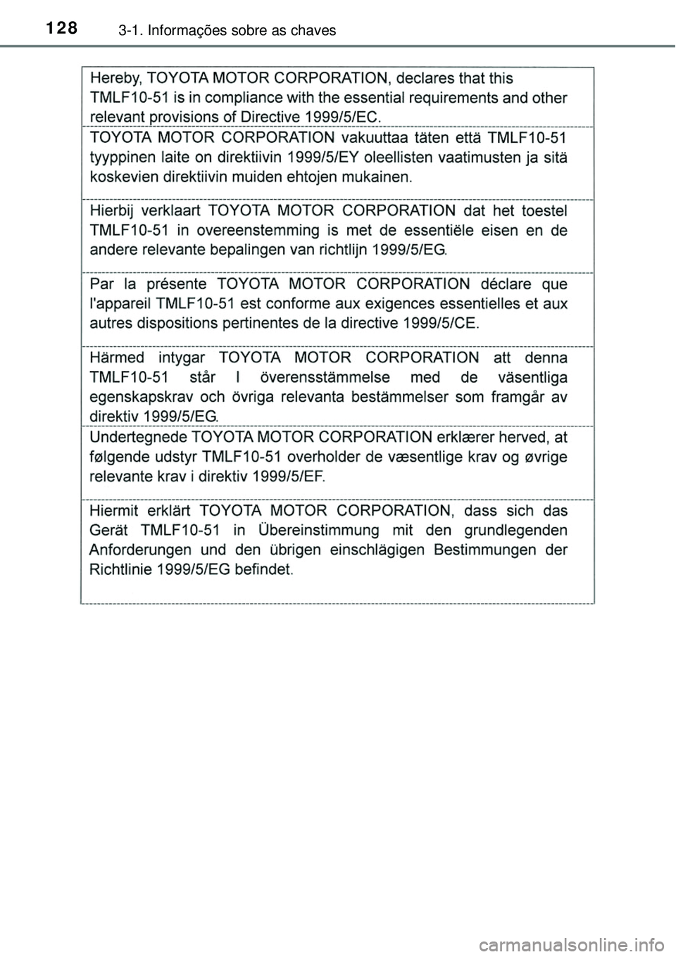 TOYOTA RAV4 2017 Manual de utilização (in Portuguese) 1283-1. Informações sobre as chaves TOYOTA RAV4 2017 Manual de utilização (in Portuguese) 1283-1. Informações sobre as chaves
