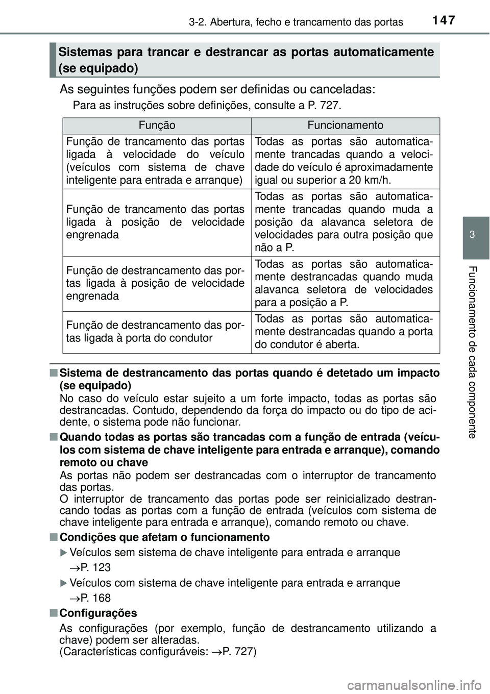 TOYOTA RAV4 2017  Manual de utilização (in Portuguese) 1473-2. Abertura, fecho e trancamento das portas
3
Funcionamento de cada componente
As seguintes funções podem ser definidas ou canceladas:
Para as instruções sobre definições, consulte a P. 727