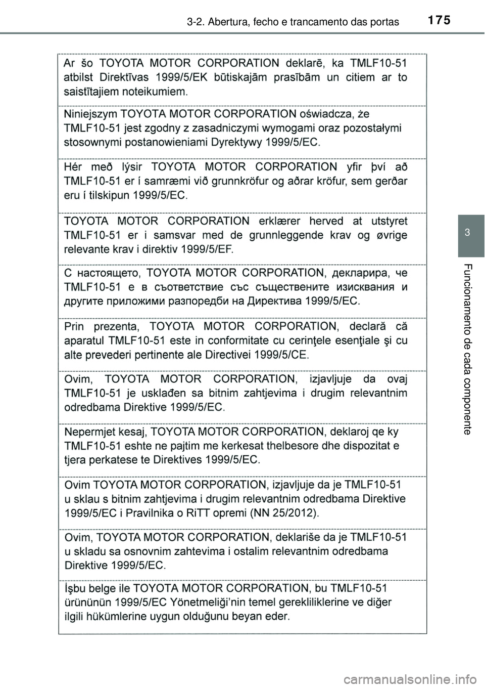 TOYOTA RAV4 2017 Manual de utilização (in Portuguese) 1753-2. Abertura, fecho e trancamento das portas
3
Funcionamento de cada componente TOYOTA RAV4 2017 Manual de utilização (in Portuguese) 1753-2. Abertura, fecho e trancamento das portas
3
Funcionamento de cada componente
