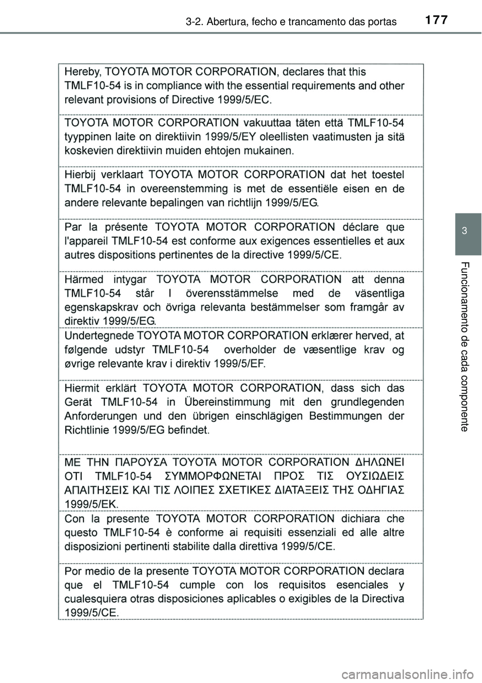 TOYOTA RAV4 2017 Manual de utilização (in Portuguese) 1773-2. Abertura, fecho e trancamento das portas
3
Funcionamento de cada componente TOYOTA RAV4 2017 Manual de utilização (in Portuguese) 1773-2. Abertura, fecho e trancamento das portas
3
Funcionamento de cada componente