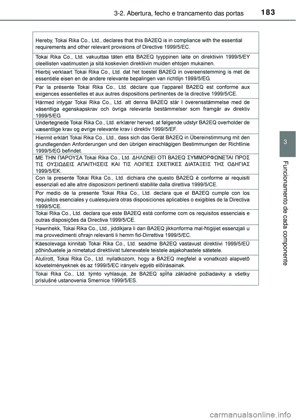 TOYOTA RAV4 2017  Manual de utilização (in Portuguese) 1833-2. Abertura, fecho e trancamento das portas
3
Funcionamento de cada componente 