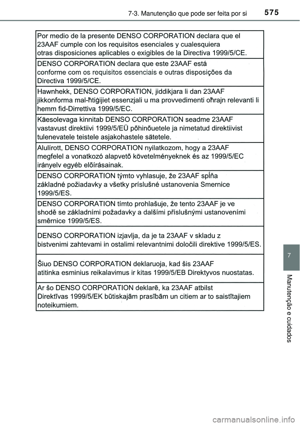TOYOTA RAV4 2017 Manual de utilização (in Portuguese) 5757-3. Manutenção que pode ser feita por si
7
Manutenção e cuidados TOYOTA RAV4 2017 Manual de utilização (in Portuguese) 5757-3. Manutenção que pode ser feita por si
7
Manutenção e cuidados