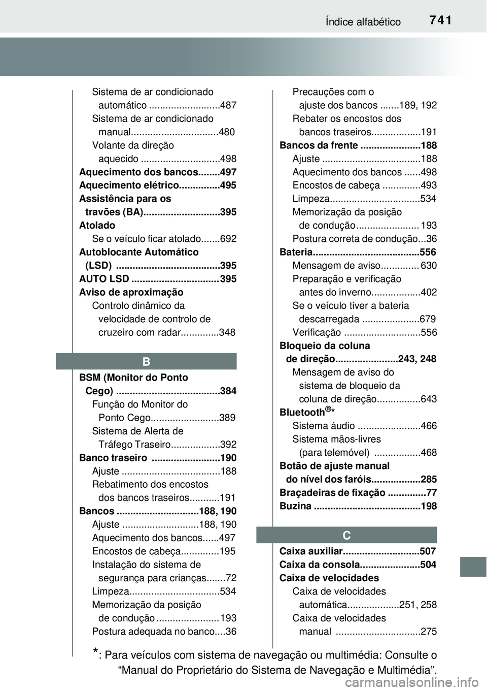 TOYOTA RAV4 2017 Manual de utilização (in Portuguese) 741Índice alfabético
Sistema de ar condicionado
automático ..........................487
Sistema de ar condicionado
manual................................480
Volante da direção
aquecido ...... TOYOTA RAV4 2017 Manual de utilização (in Portuguese) 741Índice alfabético
Sistema de ar condicionado
automático ..........................487
Sistema de ar condicionado
manual................................480
Volante da direção
aquecido ......