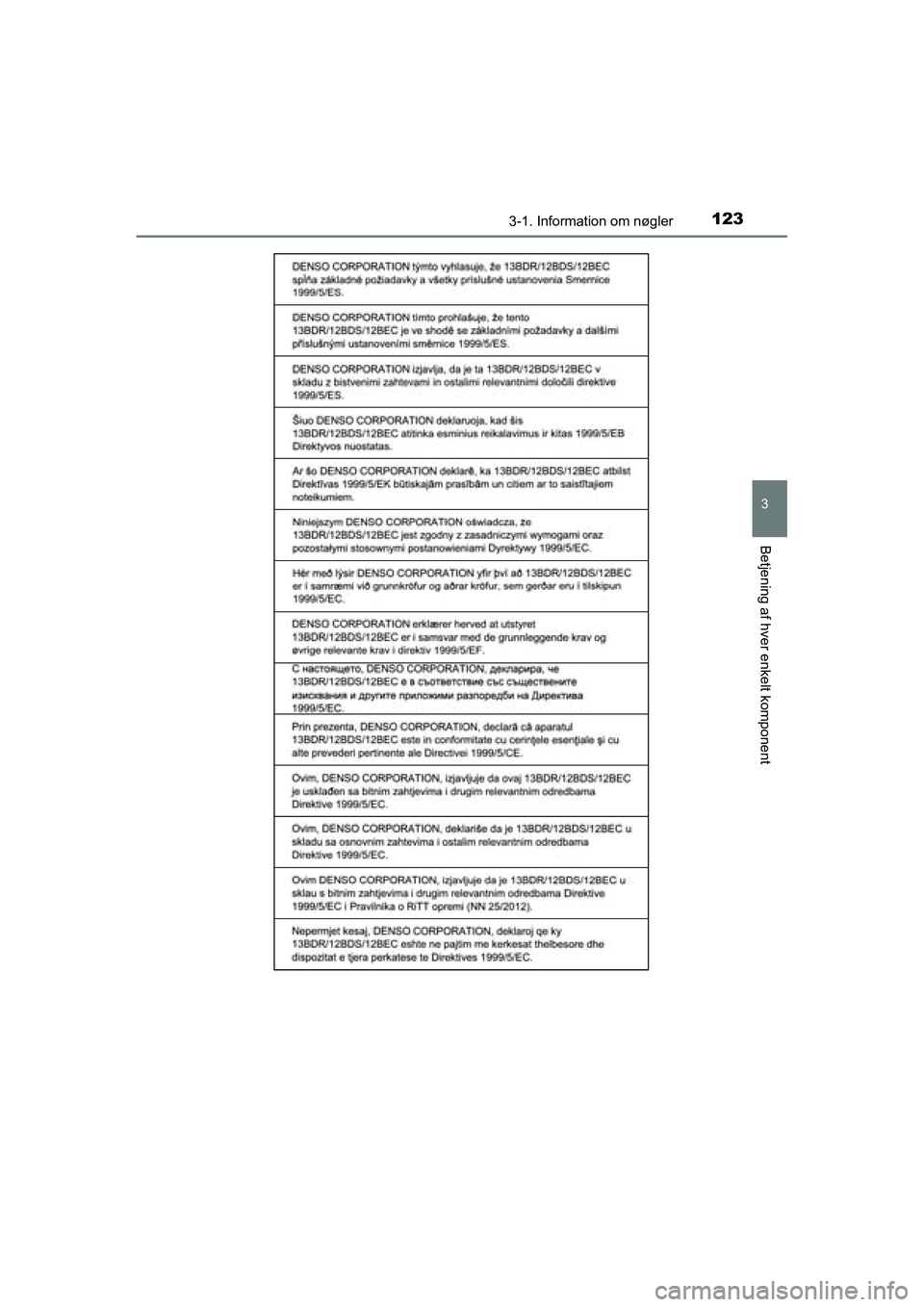 TOYOTA RAV4 2016  Brugsanvisning (in Danish) 1233-1. Information om nøgler
3
Betjening af hver enkelt komponent
OM42A45DK
OM42A45DK.book  Page 123  Thursday, December 10, 2015  7:36 PM 