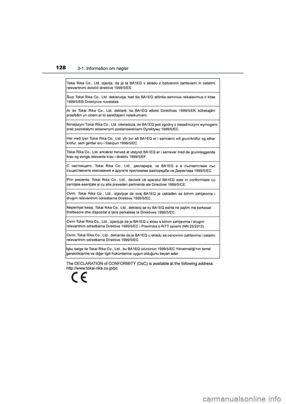 TOYOTA RAV4 2016  Brugsanvisning (in Danish) 1283-1. Information om nøgler
OM42A45DK
OM42A45DK.book  Page 128  Thursday, December 10, 2015  7:36 PM 