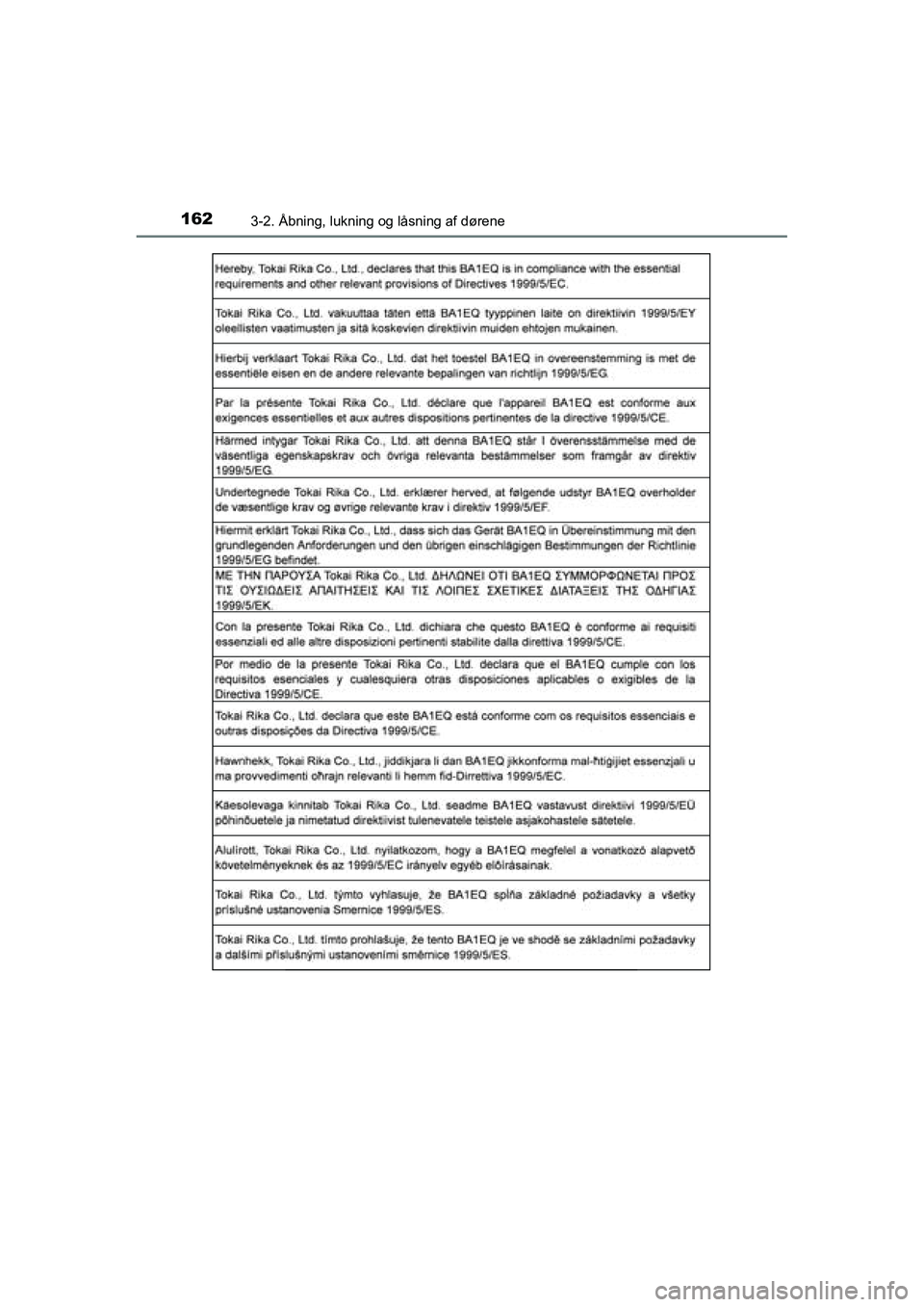 TOYOTA RAV4 2016  Brugsanvisning (in Danish) 1623-2. Åbning, lukning og låsning af dørene
OM42A45DK
OM42A45DK.book  Page 162  Thursd ay, December 10, 2015  7:36 PM 