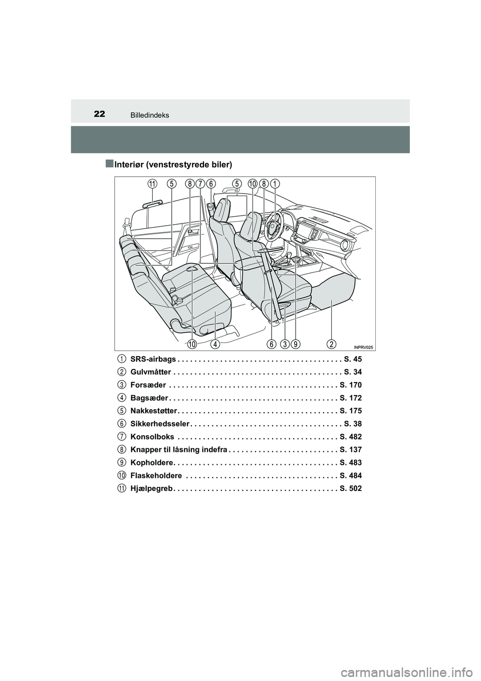 TOYOTA RAV4 2016 Brugsanvisning (in Danish) 22Billedindeks
OM42A45DK
■Interiør (venstrestyrede biler)
SRS-airbags . . . . . . . . . . . . . . . . . . . . . . . . . . . . . . . . . . . . . . . S. 45
Gulvmåtter . . . . . . . . . . . . . . . . TOYOTA RAV4 2016 Brugsanvisning (in Danish) 22Billedindeks
OM42A45DK
■Interiør (venstrestyrede biler)
SRS-airbags . . . . . . . . . . . . . . . . . . . . . . . . . . . . . . . . . . . . . . . S. 45
Gulvmåtter . . . . . . . . . . . . . . . .