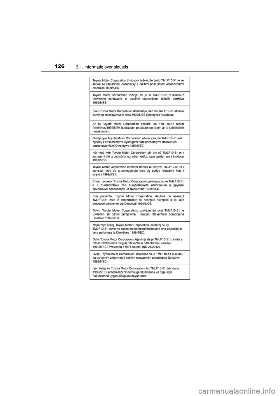 TOYOTA RAV4 2016  Instructieboekje (in Dutch) 1263-1. Informatie over sleutels
RAV4_OM_OM42A45E_(EE)
RAV4_OM_OM42A45E_(EE).book  Page 126  Tuesday, October 20, 2015  11:26 AM 