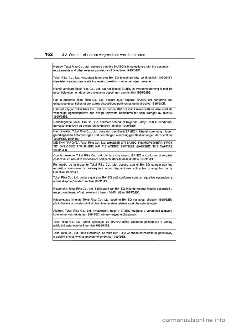 TOYOTA RAV4 2016  Instructieboekje (in Dutch) 1623-2. Openen, sluiten en vergrendelen van de portieren
RAV4_OM_OM42A45E_(EE)
RAV4_OM_OM42A45E_(EE).book  Page 162  Tuesday, October 20, 2015  11:26 AM 