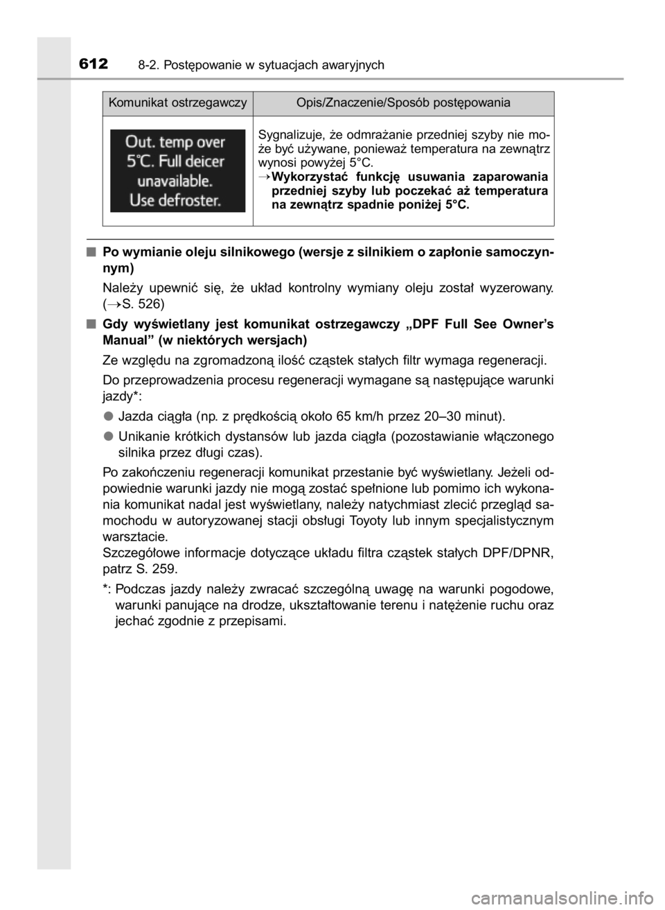TOYOTA RAV4 2016  Instrukcja obsługi (in Polish) Po wymianie oleju silnikowego (wersje z silnikiem o zap∏onie samoczyn-
nym)
Nale˝y  upewniç  si´,  ˝e  uk∏ad  kontrolny  wymiany  oleju  zosta∏  wyzerowany.
(
S. 526)
Gdy  wyÊwietlany  jes