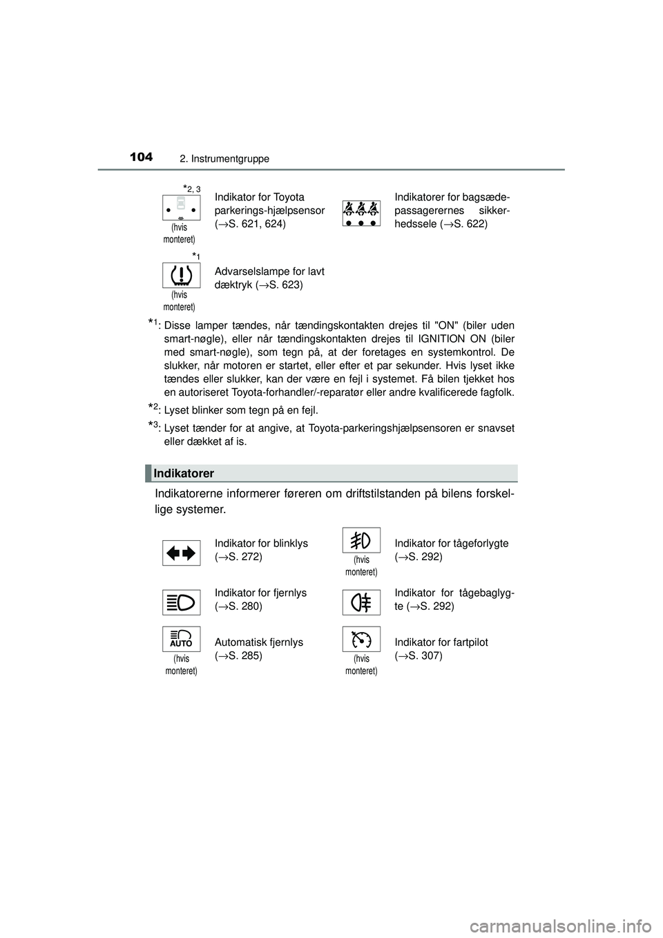 TOYOTA RAV4 2015 Brugsanvisning (in Danish) 1042. Instrumentgruppe
OM42A79DK
*1: Disse lamper tændes, når tændingskontakten drejes til "ON" (biler udensmart-nøgle), eller når tændingskontak ten drejes til IGNITION ON (biler
med smart-nøg TOYOTA RAV4 2015 Brugsanvisning (in Danish) 1042. Instrumentgruppe
OM42A79DK
*1: Disse lamper tændes, når tændingskontakten drejes til "ON" (biler udensmart-nøgle), eller når tændingskontak ten drejes til IGNITION ON (biler
med smart-nøg