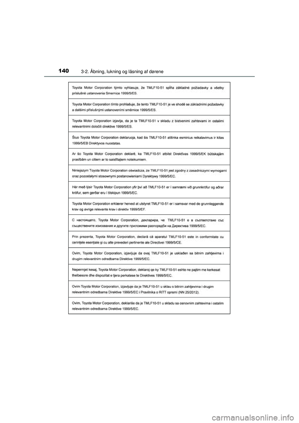 TOYOTA RAV4 2015  Brugsanvisning (in Danish) 1403-2. Åbning, lukning og låsning af dørene
OM42A79DK
OM42A79DK.book  Page 140  Friday, July 3, 2015  10:34 AM 