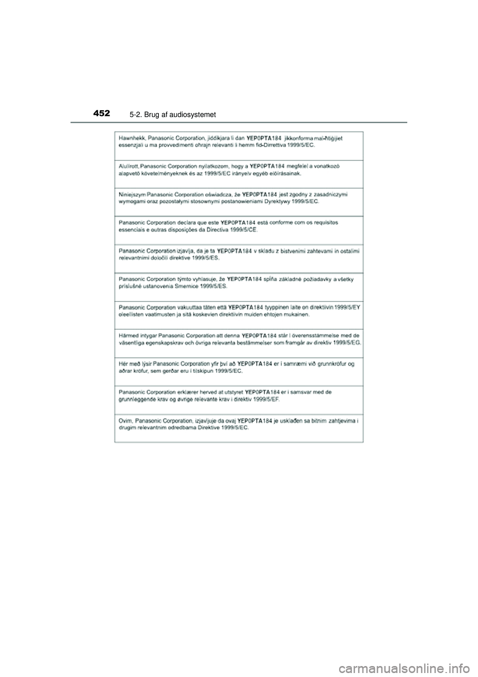 TOYOTA RAV4 2015  Brugsanvisning (in Danish) 4525-2. Brug af audiosystemet
OM42A79DK
OM42A79DK.book  Page 452  Friday, July 3, 2015  10:34 AM 