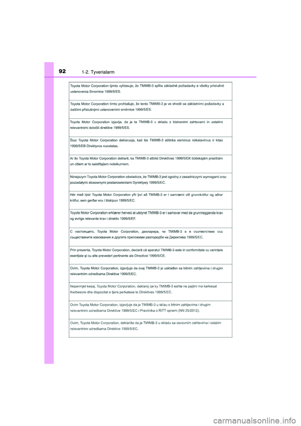 TOYOTA RAV4 2015 Brugsanvisning (in Danish) 921-2. Tyverialarm
OM42A79DK
OM42A79DK.book Page 92 Friday, July 3, 2015 10:34 AM TOYOTA RAV4 2015 Brugsanvisning (in Danish) 921-2. Tyverialarm
OM42A79DK
OM42A79DK.book Page 92 Friday, July 3, 2015 10:34 AM