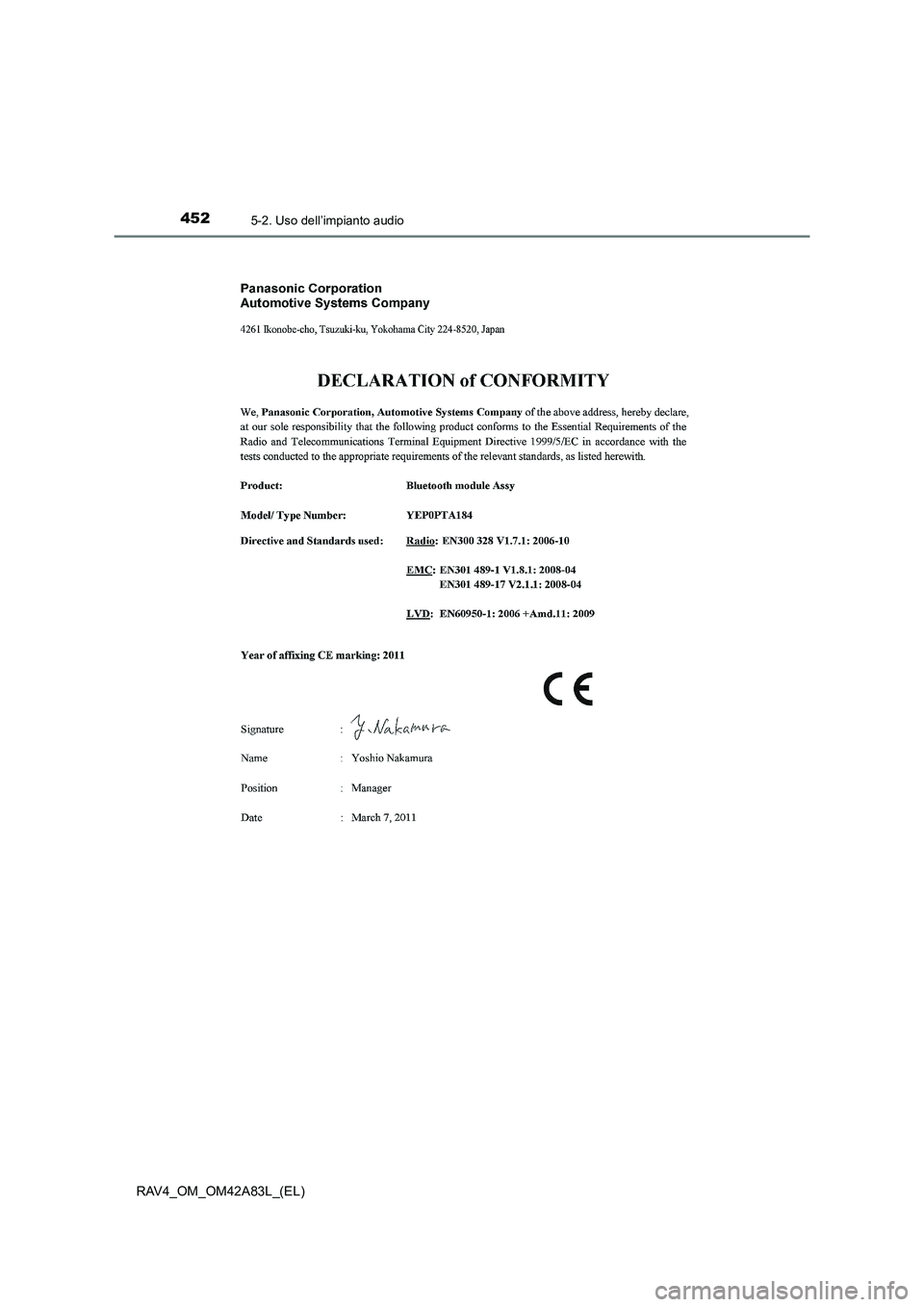TOYOTA RAV4 2015  Manuale duso (in Italian) 4525-2. Uso dell’impianto audio
RAV4_OM_OM42A83L_(EL) 