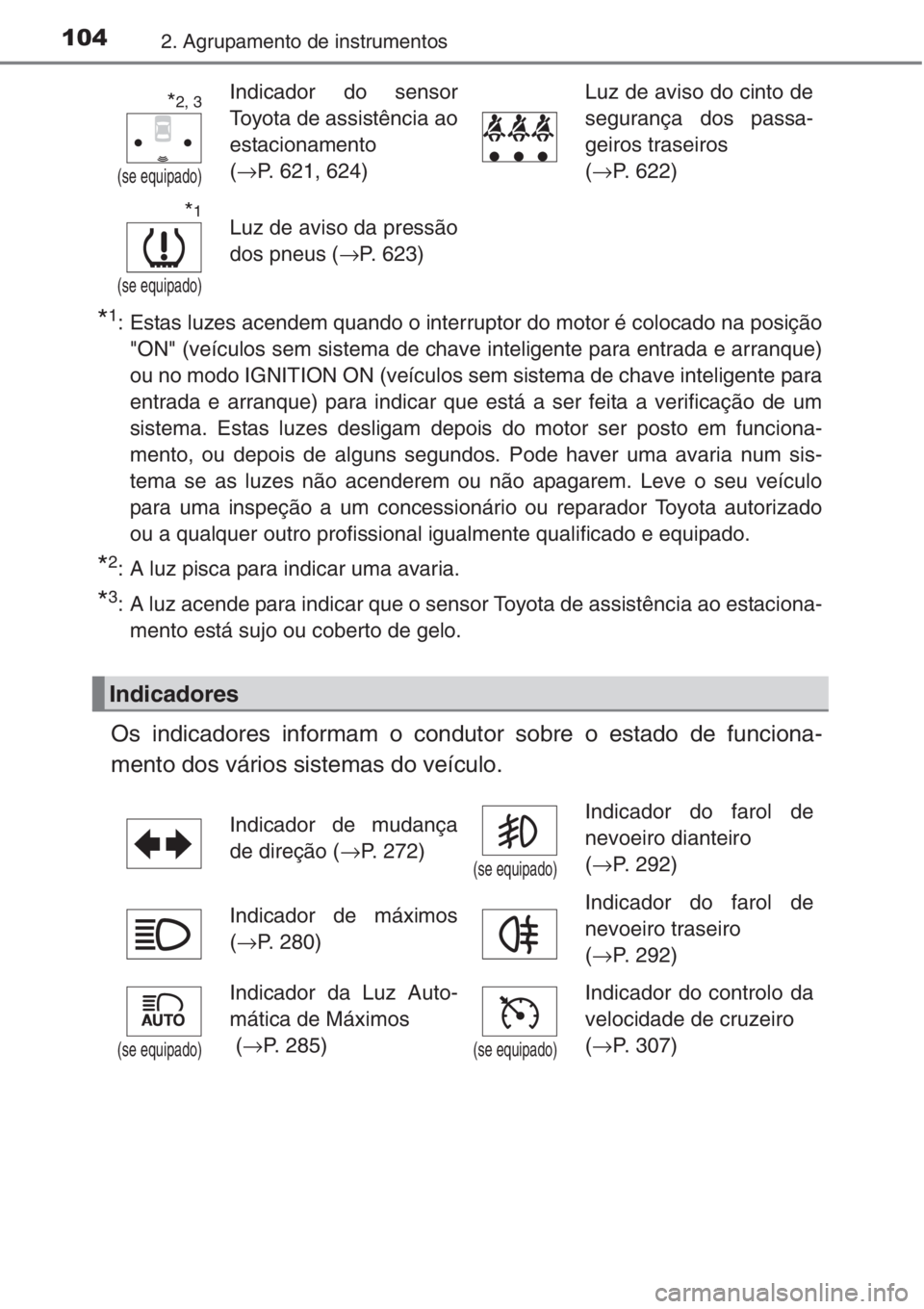 TOYOTA RAV4 2015 Manual de utilização (in Portuguese) 1042. Agrupamento de instrumentos
*1: Estas luzes acendem quando o interruptor do motor é colocado na posição
"ON" (veículos sem sistema de chave inteligente para entrada e arranque)
ou no TOYOTA RAV4 2015 Manual de utilização (in Portuguese) 1042. Agrupamento de instrumentos
*1: Estas luzes acendem quando o interruptor do motor é colocado na posição
"ON" (veículos sem sistema de chave inteligente para entrada e arranque)
ou no