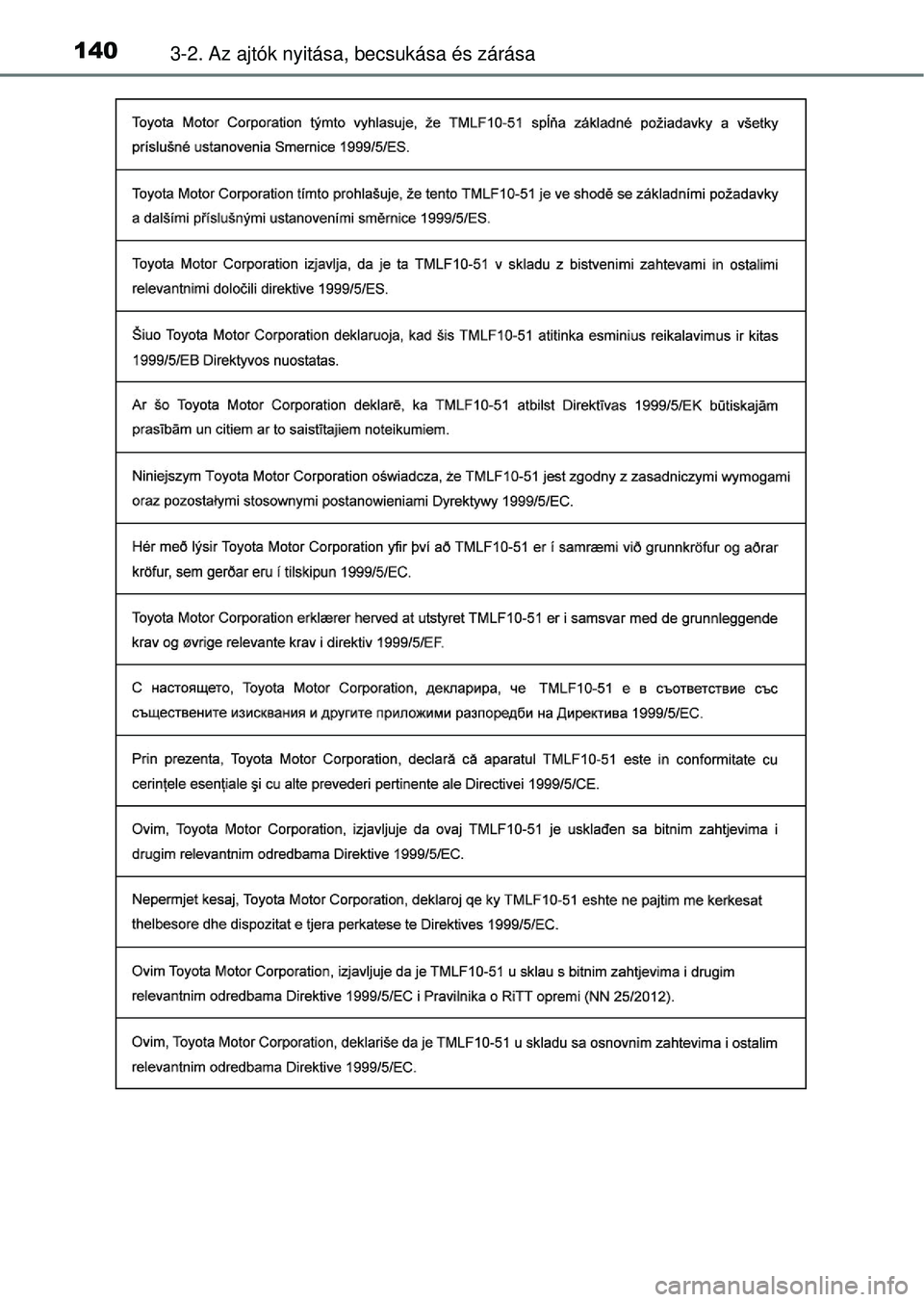 TOYOTA RAV4 2014  Kezelési útmutató (in Hungarian) 1403-2. Az ajtók nyitása, becsukása és zárása 