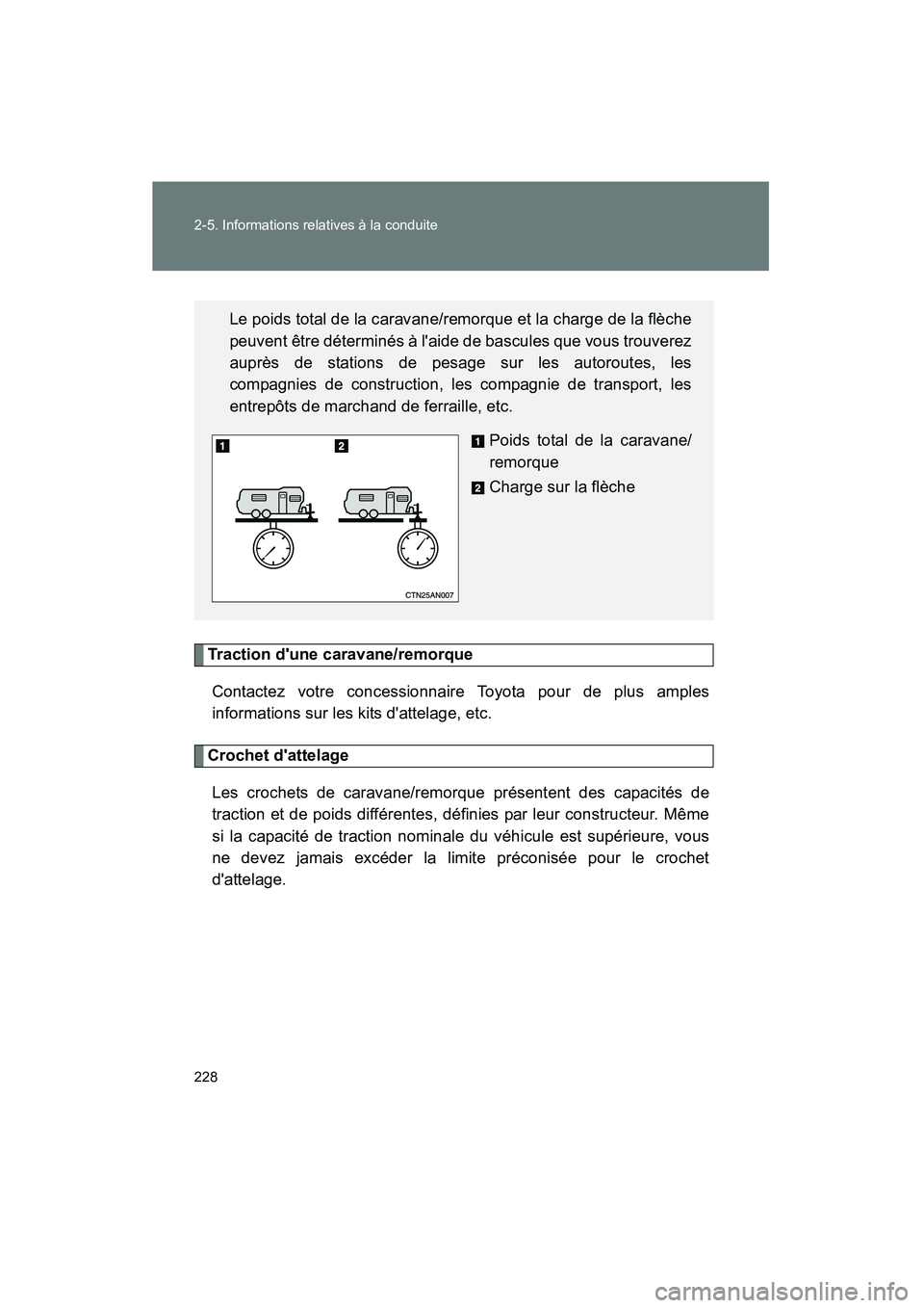TOYOTA RAV4 2009 Manuel du propriétaire (in French) 228 2-5. Informations relatives à la conduite
Rav4_D_(L/O_0808)
Traction dune caravane/remorqueContactez votre concessionnaire Toyota pour de plus amples
informations sur les kits dattelage, etc.
C TOYOTA RAV4 2009 Manuel du propriétaire (in French) 228 2-5. Informations relatives à la conduite
Rav4_D_(L/O_0808)
Traction dune caravane/remorqueContactez votre concessionnaire Toyota pour de plus amples
informations sur les kits dattelage, etc.
C