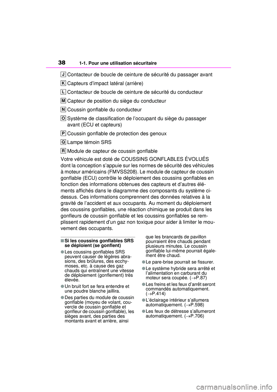 TOYOTA RAV4 HYBRID 2020 Manuel du propriétaire (in French) 381-1. Pour une utilisation sécuritaire
Contacteur de boucle de ceinture de sécurité du passager avant
Capteurs d’impact latéral (arrière)
Contacteur de boucle de ceinture de sécurité du cond TOYOTA RAV4 HYBRID 2020 Manuel du propriétaire (in French) 381-1. Pour une utilisation sécuritaire
Contacteur de boucle de ceinture de sécurité du passager avant
Capteurs d’impact latéral (arrière)
Contacteur de boucle de ceinture de sécurité du cond
