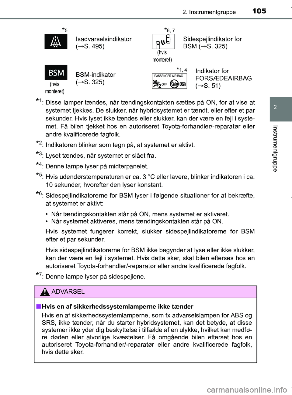 TOYOTA RAV4 HYBRID 2017 Brugsanvisning (in Danish) 1052. Instrumentgruppe
2
Instrumentgruppe
OM42B04DK
*1: Disse lamper tændes, når tændingskontakten sættes på ON, for at vise atsystemet tjekkes. De slukker, når hybridsystemet er tændt, eller e TOYOTA RAV4 HYBRID 2017 Brugsanvisning (in Danish) 1052. Instrumentgruppe
2
Instrumentgruppe
OM42B04DK
*1: Disse lamper tændes, når tændingskontakten sættes på ON, for at vise atsystemet tjekkes. De slukker, når hybridsystemet er tændt, eller e
