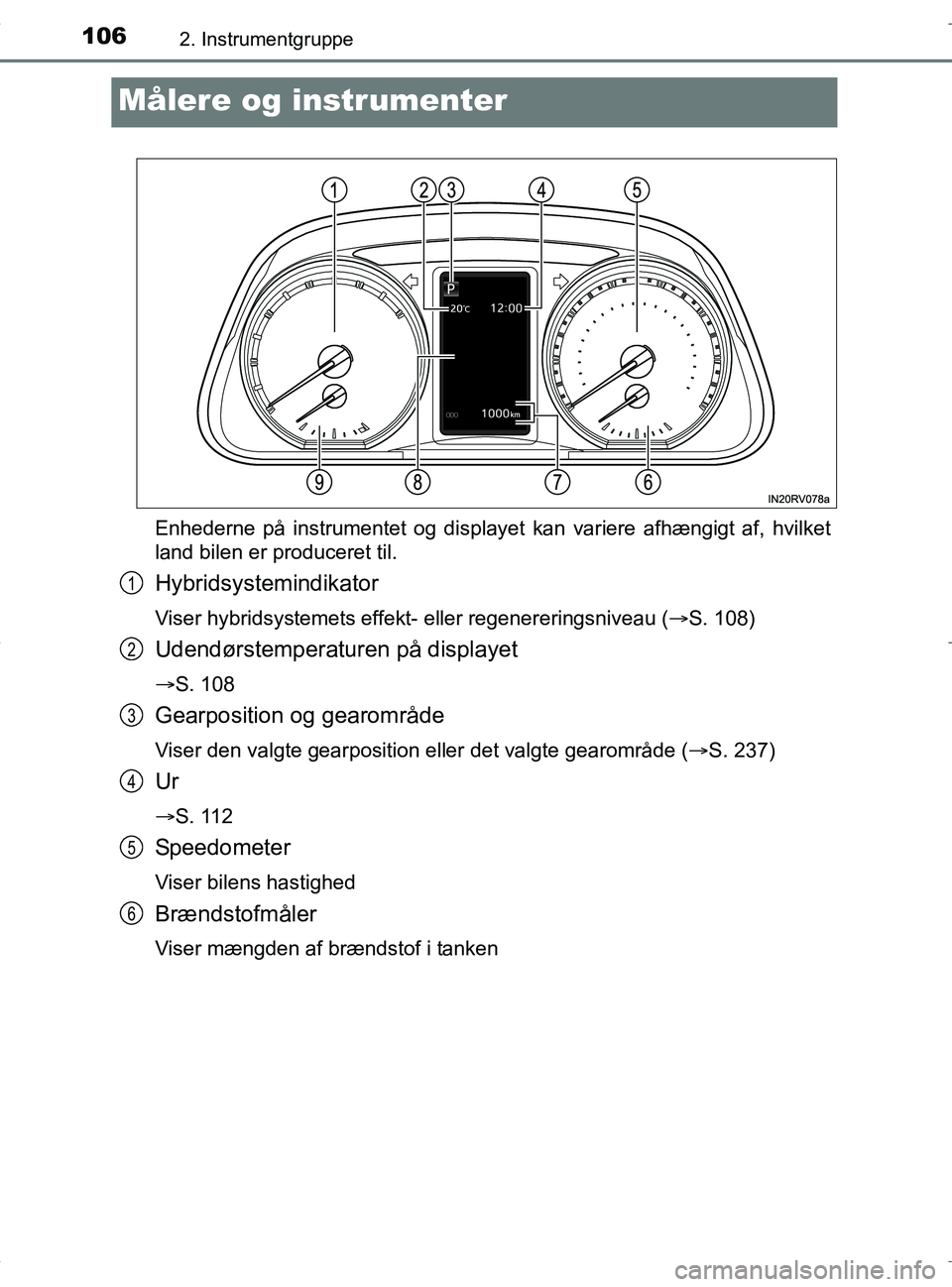 TOYOTA RAV4 HYBRID 2017 Brugsanvisning (in Danish) 1062. Instrumentgruppe
OM42B04DK
MÃ¥lere og instrumenter
Enhederne på instrumentet og displayet kan variere afhængigt af, hvilket
land bilen er produceret til.
Hybridsystemindikator
Viser hybridsyst TOYOTA RAV4 HYBRID 2017 Brugsanvisning (in Danish) 1062. Instrumentgruppe
OM42B04DK
MÃ¥lere og instrumenter
Enhederne på instrumentet og displayet kan variere afhængigt af, hvilket
land bilen er produceret til.
Hybridsystemindikator
Viser hybridsyst