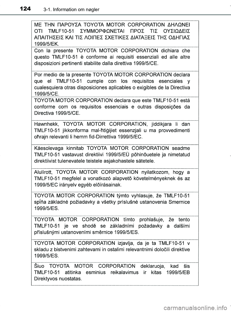 TOYOTA RAV4 HYBRID 2017  Brugsanvisning (in Danish) 1243-1. Information om nøgler
OM42B04DK
OM42B04DK.book  Page 124  Wednesday, September 21, 2016  9:33 AM 