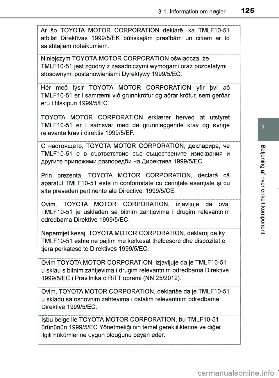 TOYOTA RAV4 HYBRID 2017  Brugsanvisning (in Danish) 1253-1. Information om nøgler
3
Betjening af hver enkelt komponent
OM42B04DK
OM42B04DK.book  Page 125  Wednesday, September 21, 2016  9:33 AM 