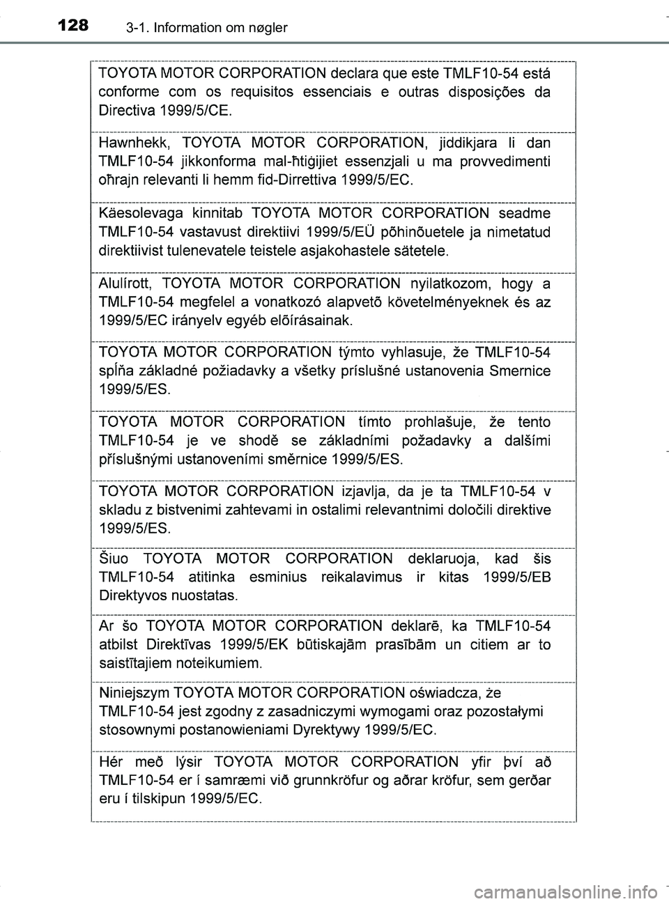 TOYOTA RAV4 HYBRID 2017  Brugsanvisning (in Danish) 1283-1. Information om nøgler
OM42B04DK
OM42B04DK.book  Page 128  Wednesday, September 21, 2016  9:33 AM 