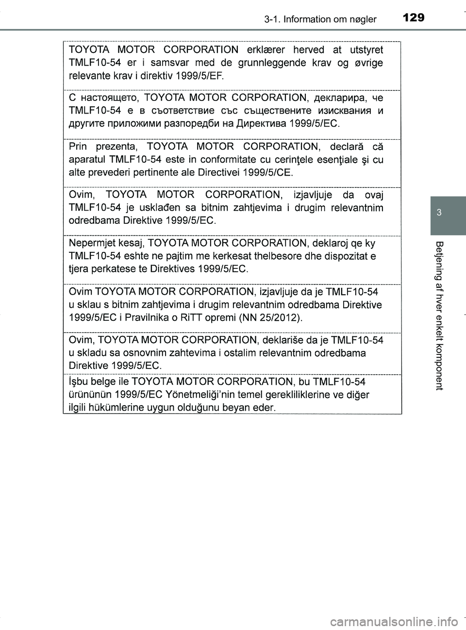 TOYOTA RAV4 HYBRID 2017  Brugsanvisning (in Danish) 1293-1. Information om nøgler
3
Betjening af hver enkelt komponent
OM42B04DK
OM42B04DK.book  Page 129  Wednesday, September 21, 2016  9:33 AM 