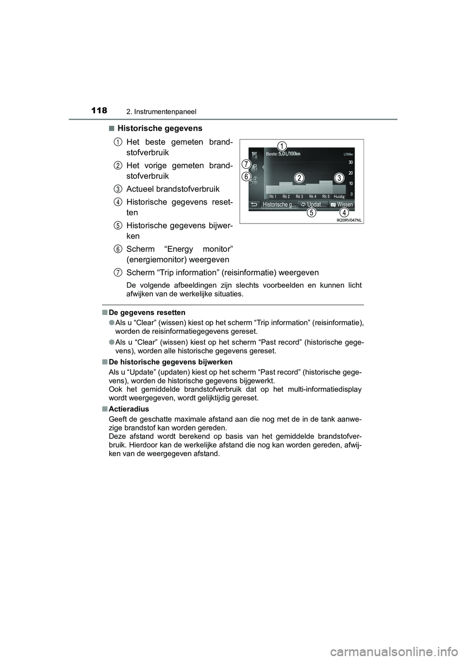 TOYOTA RAV4 HYBRID 2017 Instructieboekje (in Dutch) 1182. Instrumentenpaneel
RAV4-HV_OM_OM42B04E_(EE)■
Historische gegevens
Het beste gemeten brand-
stofverbruik
Het vorige gemeten brand-
stofverbruik
Actueel brandstofverbruik
Historische gege TOYOTA RAV4 HYBRID 2017 Instructieboekje (in Dutch) 1182. Instrumentenpaneel
RAV4-HV_OM_OM42B04E_(EE)■
Historische gegevens
Het beste gemeten brand-
stofverbruik
Het vorige gemeten brand-
stofverbruik
Actueel brandstofverbruik
Historische gege