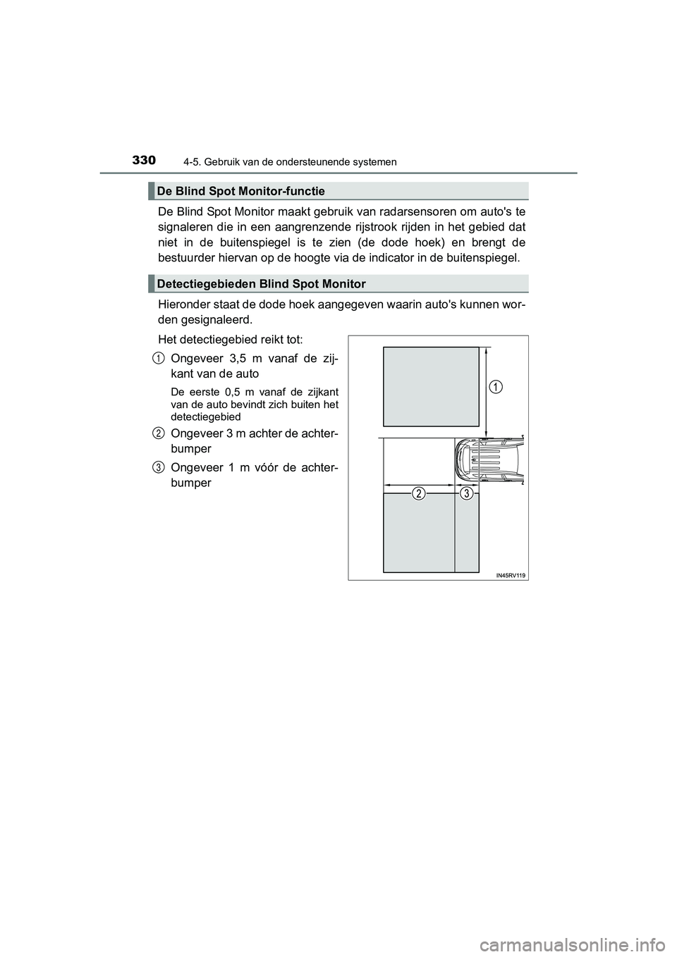TOYOTA RAV4 HYBRID 2017 Instructieboekje (in Dutch) 3304-5. Gebruik van de ondersteunende systemen
RAV4-HV_OM_OM42B04E_(EE)
De Blind Spot Monitor maakt gebruik van radarsensoren om auto's te
signaleren die in een aangrenzende rijstrook rijden TOYOTA RAV4 HYBRID 2017 Instructieboekje (in Dutch) 3304-5. Gebruik van de ondersteunende systemen
RAV4-HV_OM_OM42B04E_(EE)
De Blind Spot Monitor maakt gebruik van radarsensoren om auto's te
signaleren die in een aangrenzende rijstrook rijden