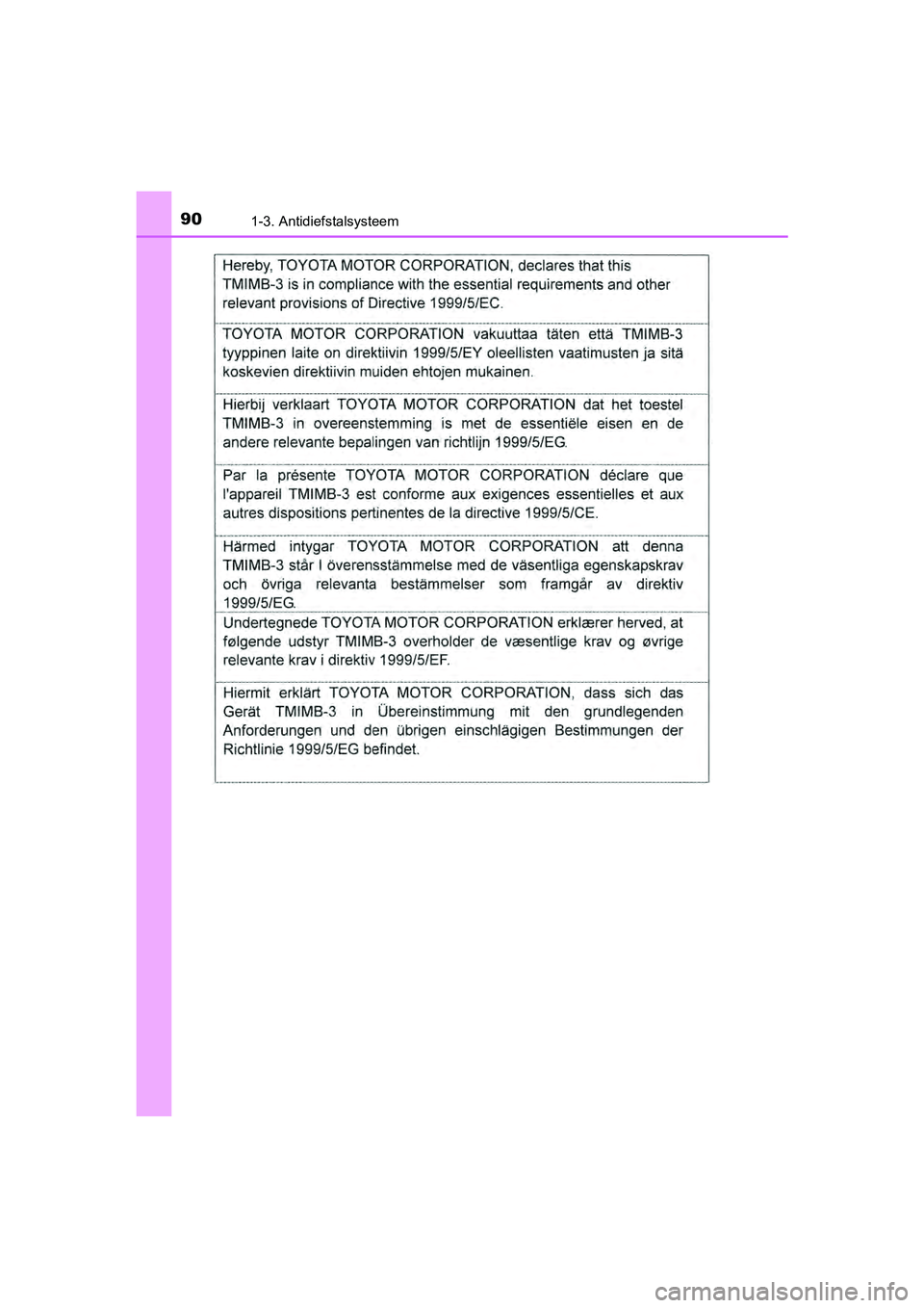 TOYOTA RAV4 HYBRID 2017 Instructieboekje (in Dutch) 901-3. Antidiefstalsysteem
RAV4-HV_OM_OM42B04E_(EE)
RAV4-HV_OM_OM42B04E_(EE).book Page 90 Friday, August 5, 2016 4:24 PM TOYOTA RAV4 HYBRID 2017 Instructieboekje (in Dutch) 901-3. Antidiefstalsysteem
RAV4-HV_OM_OM42B04E_(EE)
RAV4-HV_OM_OM42B04E_(EE).book Page 90 Friday, August 5, 2016 4:24 PM