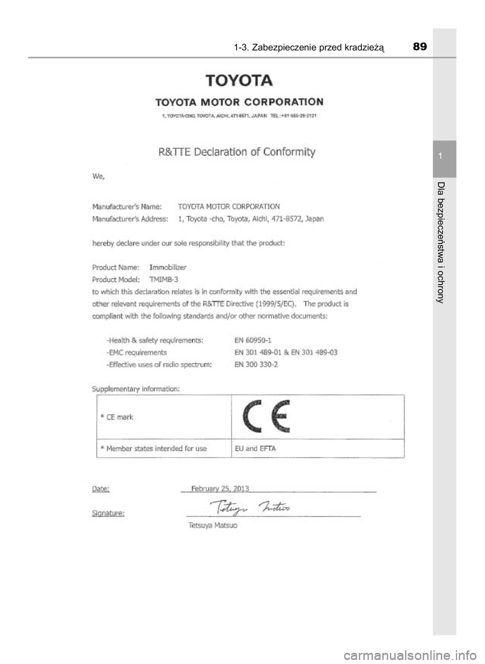 TOYOTA RAV4 HYBRID 2017  Instrukcja obsługi (in Polish) 1-3. Zabezpieczenie przed kradzie˝à89
1
Dla bezpieczeƒstwa i ochrony
43 RAV4 HV OM42B04E  9/2/16  1:01 PM  Page 89    (Black plate) 
