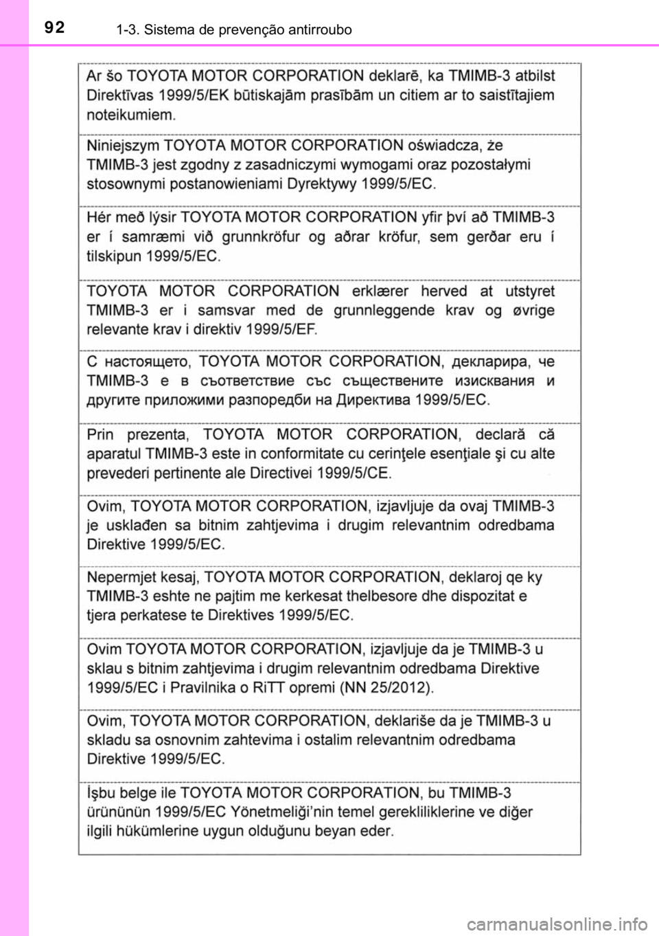TOYOTA RAV4 HYBRID 2017  Manual de utilização (in Portuguese) 92������6�L�V�W�H�P�D��G�H��S�U�H�Y�H�Q�o�m�R��D�Q�W�L�U�U�R�X�E�R 