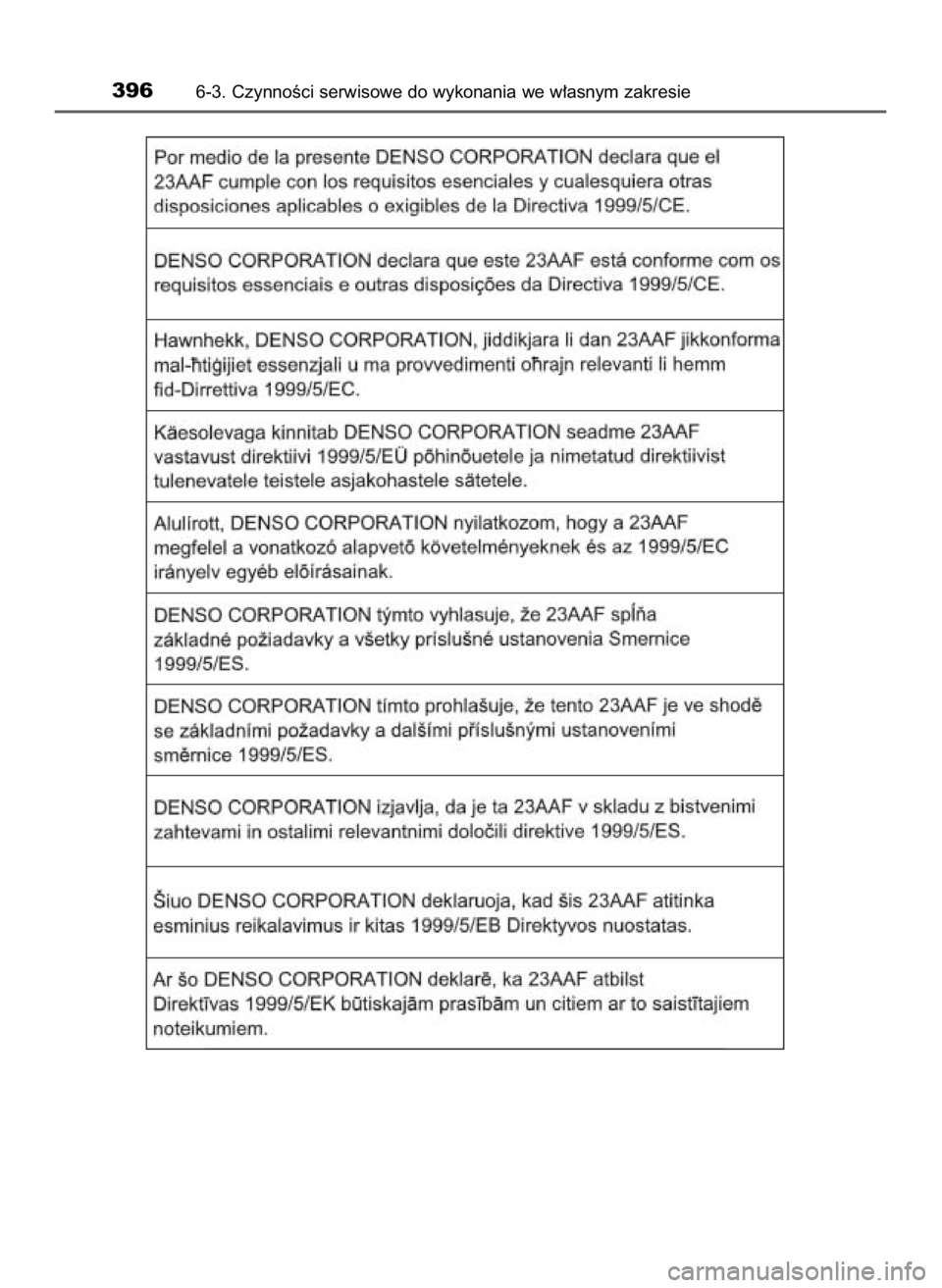 TOYOTA RAV4 HYBRID 2016  Instrukcja obsługi (in Polish) 3966-3. CzynnoÊci serwisowe do wykonania we w∏asnym zakresie
46 RAV4 HV OM42A57E  11/9/15  11:42 AM  Page 396    (Black plate) 