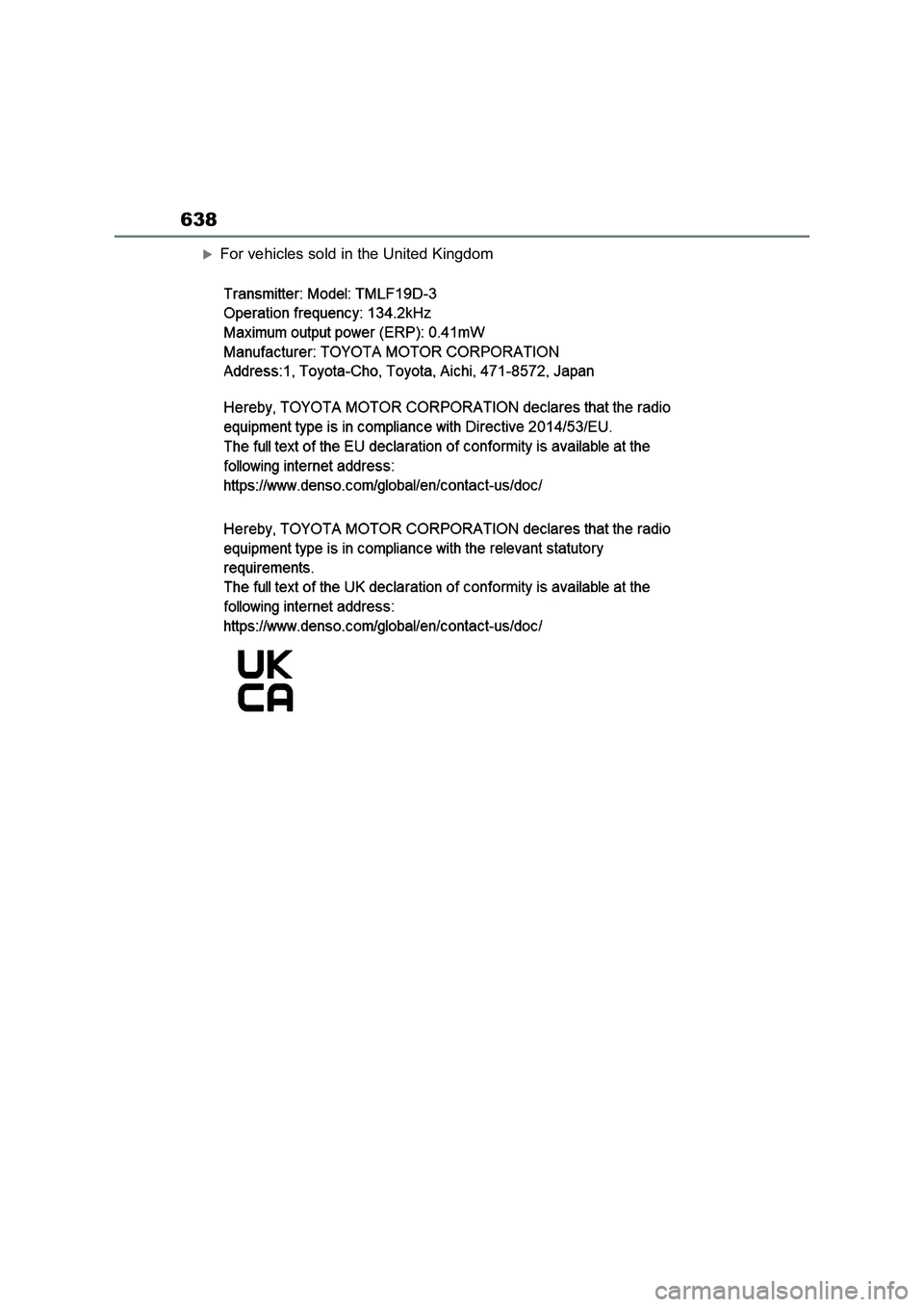 TOYOTA RAV4 PLUG-IN HYBRID 2023 Owners Manual 638
For vehicles sold in the United Kingdom TOYOTA RAV4 PLUG-IN HYBRID 2023 Owners Manual 638
For vehicles sold in the United Kingdom