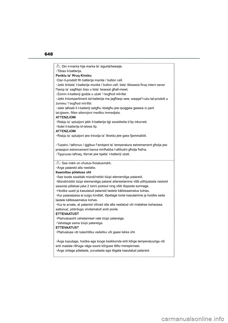 TOYOTA RAV4 PLUG-IN HYBRID 2022 Betriebsanleitungen (in German) 648 TOYOTA RAV4 PLUG-IN HYBRID 2022 Betriebsanleitungen (in German) 648