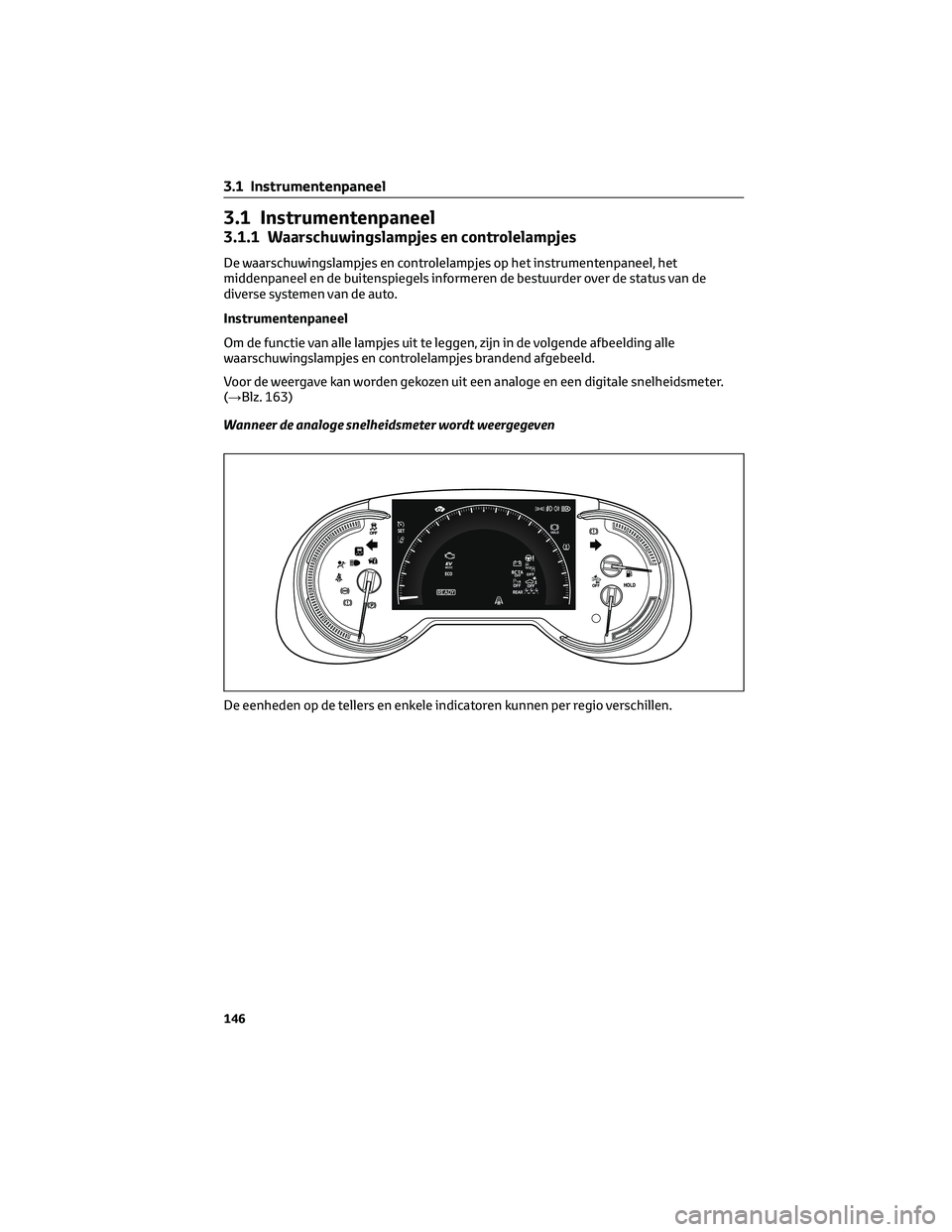 TOYOTA RAV4 PLUG-IN HYBRID 2022 Instructieboekje (in Dutch) 3.1 Instrumentenpaneel
3.1.1 Waarschuwingslampjes en controlelampjes
De waarschuwingslampjes en controlelampjes op het instrumentenpaneel, het
middenpaneel en de buitenspiegels informeren de bestuurde TOYOTA RAV4 PLUG-IN HYBRID 2022 Instructieboekje (in Dutch) 3.1 Instrumentenpaneel
3.1.1 Waarschuwingslampjes en controlelampjes
De waarschuwingslampjes en controlelampjes op het instrumentenpaneel, het
middenpaneel en de buitenspiegels informeren de bestuurde