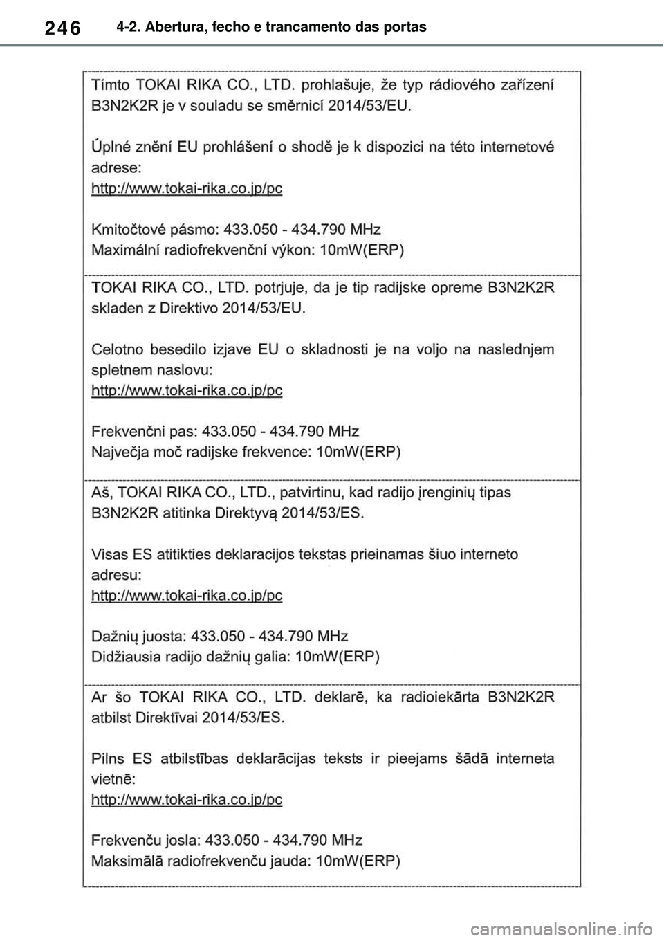 TOYOTA RAV4 PLUG-IN HYBRID 2021  Manual de utilização (in Portuguese) 2464-2. Abertura, fecho e trancamento das portas 