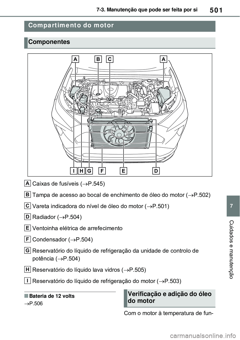 TOYOTA RAV4 PLUG-IN HYBRID 2021 Manual de utilização (in Portuguese) 501
7 7-3. Manutenção que pode ser feita por si
Cuidados e manutenção
Caixas de fusíveis (P.545)
Tampa de acesso ao bocal de enchimento de óleo do motor (P.502)
Vareta indicadora do nível TOYOTA RAV4 PLUG-IN HYBRID 2021 Manual de utilização (in Portuguese) 501
7 7-3. Manutenção que pode ser feita por si
Cuidados e manutenção
Caixas de fusíveis (P.545)
Tampa de acesso ao bocal de enchimento de óleo do motor (P.502)
Vareta indicadora do nível