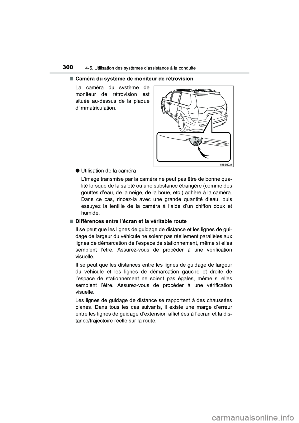 TOYOTA SIENNA 2017 Manuel du propriétaire (in French) 300
SIENNA_OM_OM08007D_(D)
4-5. Utilisation des systèmes d’assistance à la conduite
■Caméra du système de moniteur de rétrovision
La caméra du système de
moniteur de rétrovision est
situé TOYOTA SIENNA 2017 Manuel du propriétaire (in French) 300
SIENNA_OM_OM08007D_(D)
4-5. Utilisation des systèmes d’assistance à la conduite
■Caméra du système de moniteur de rétrovision
La caméra du système de
moniteur de rétrovision est
situé