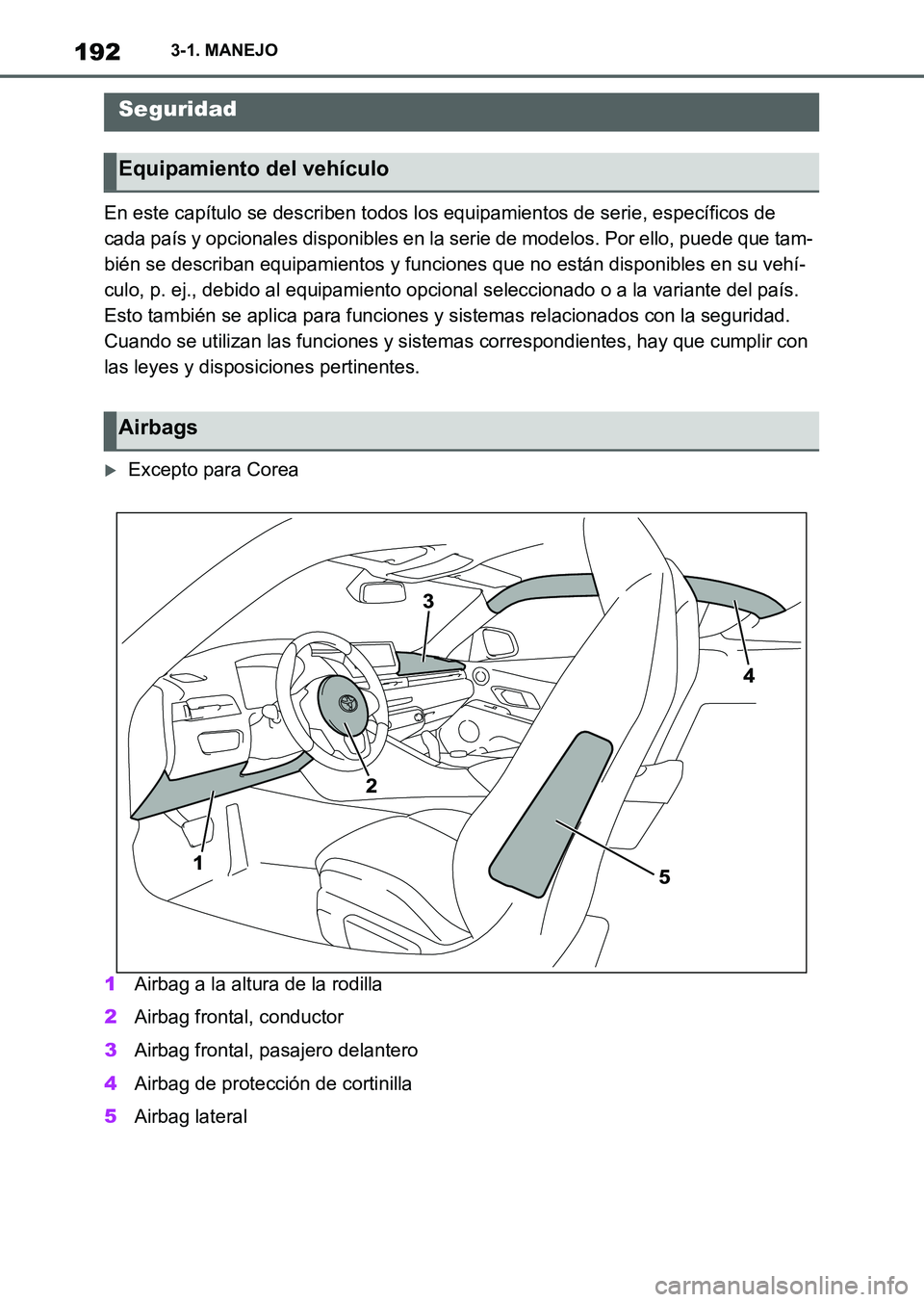 TOYOTA SUPRA 2023 Manual del propietario (in Spanish) 1923-1. MANEJO
En este capítulo se describen todos los equipamientos de serie, específicos de
cada país y opcionales disponibles en la serie de modelos. Por ello, puede que tam-
bién se describan TOYOTA SUPRA 2023 Manual del propietario (in Spanish) 1923-1. MANEJO
En este capítulo se describen todos los equipamientos de serie, específicos de
cada país y opcionales disponibles en la serie de modelos. Por ello, puede que tam-
bién se describan