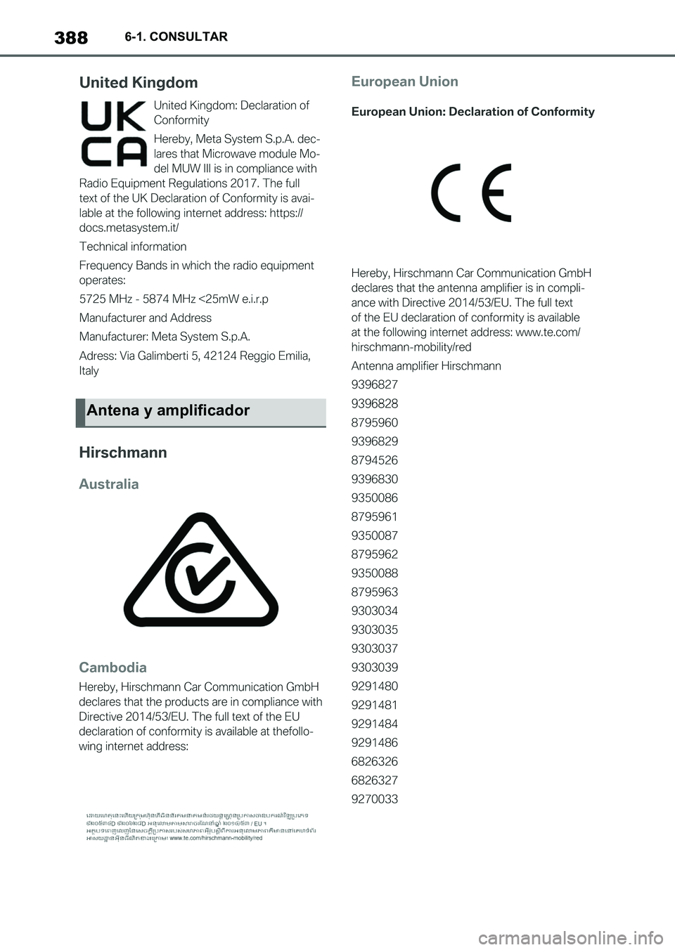 TOYOTA SUPRA 2023  Manual del propietario (in Spanish) 3886-1. CONSULTAR
Antena y amplificador
Supra_OM_Spanish_OM9A434S_1_2211.book  388 ページ  ２０２２年９月１日　木曜日　午後１時５５分 