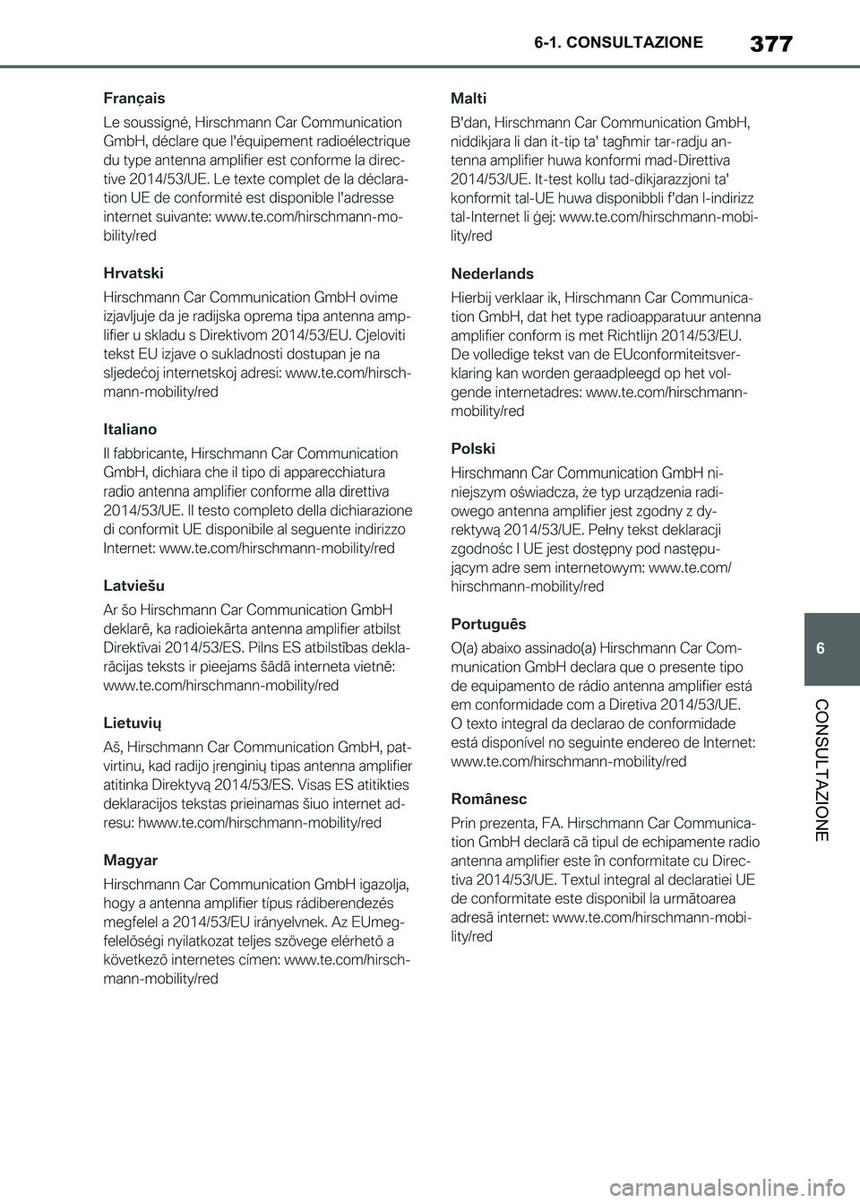 TOYOTA SUPRA 2023  Manuale duso (in Italian) 377
6 6-1. CONSULTAZIONE
CONSULTAZIONE
Supra_OM_Italian_OM9A435L_1_2211.book  377 ページ  ２０２２年８月３０日　火曜日　午後２時３２分 