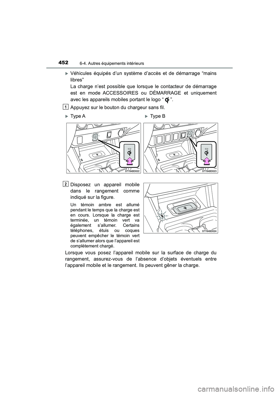 TOYOTA TACOMA 2017 Manuel du propriétaire (in French) 4526-4. Autres équipements intérieurs
TACOMA_OM_USA_OM04013D
Véhicules équipés d’un système d’accès et de démarrage “mains
libres”
La charge n’est possible que lorsque le contacte TOYOTA TACOMA 2017 Manuel du propriétaire (in French) 4526-4. Autres équipements intérieurs
TACOMA_OM_USA_OM04013D
Véhicules équipés d’un système d’accès et de démarrage “mains
libres”
La charge n’est possible que lorsque le contacte