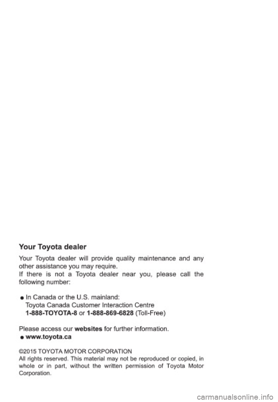 TOYOTA YARIS 2016 Owners Manual TOYOTA YARIS 2016 Owners Manual