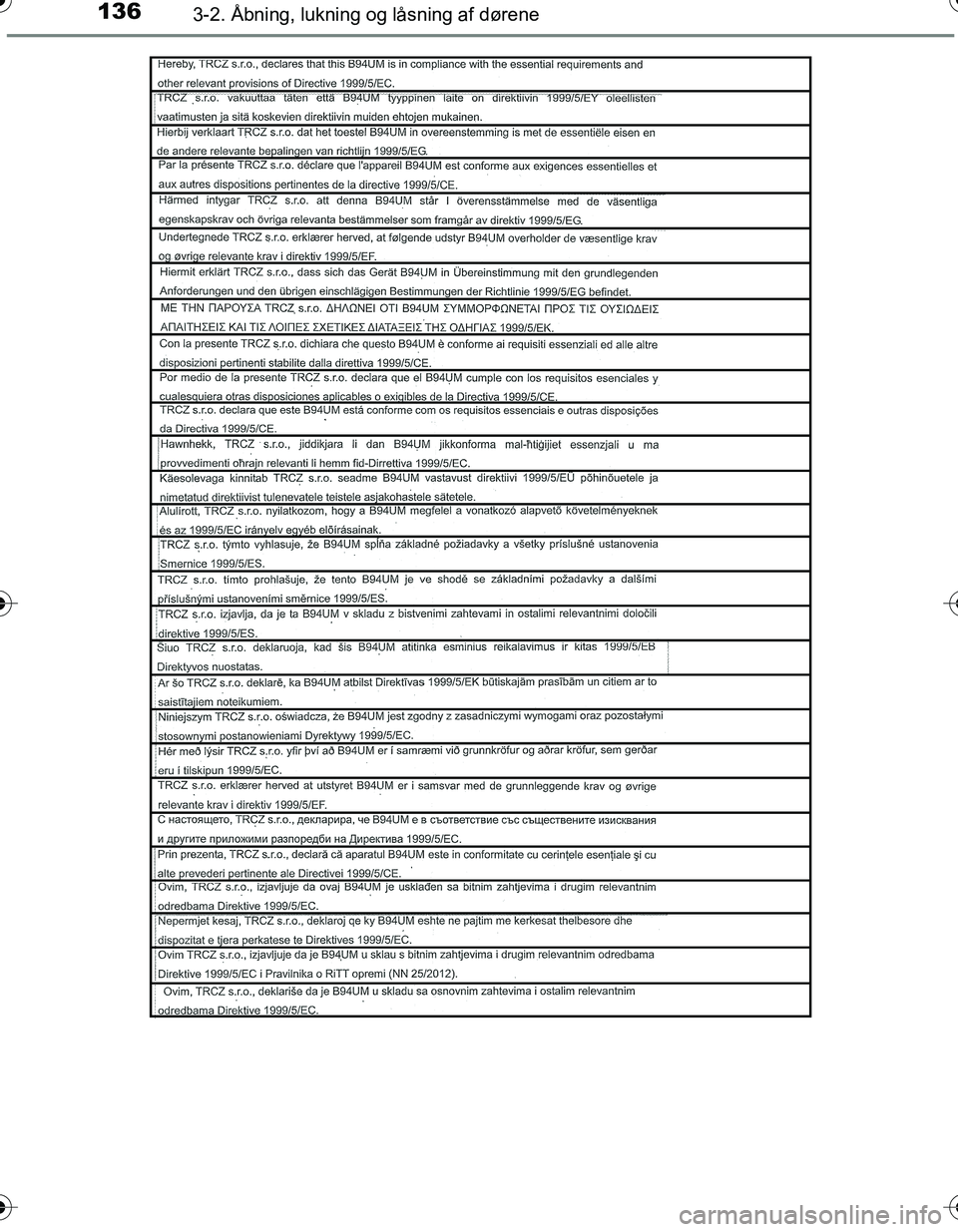 TOYOTA YARIS HATCHBACK 2016 Brugsanvisning (in Danish) 1363-2. Åbning, lukning og låsning af dørene
OM52G66DK
OM52G66DK.book Page 136 Friday, July 8, 2016 11:58 AM TOYOTA YARIS HATCHBACK 2016 Brugsanvisning (in Danish) 1363-2. Åbning, lukning og låsning af dørene
OM52G66DK
OM52G66DK.book Page 136 Friday, July 8, 2016 11:58 AM