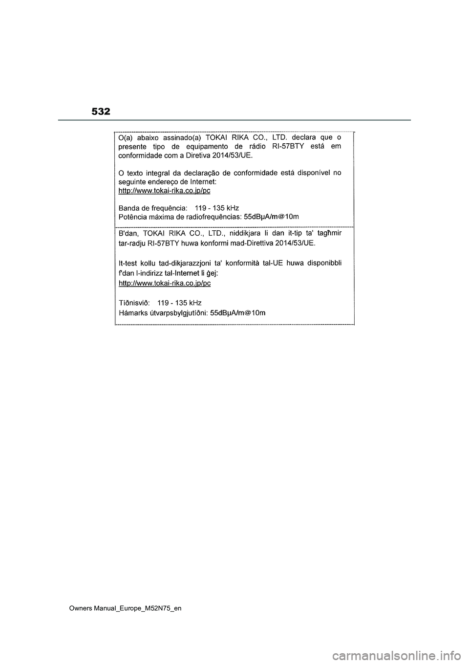 TOYOTA YARIS CROSS 2023 Owners Manual 532
Owners Manual_Europe_M52N75_en TOYOTA YARIS CROSS 2023 Owners Manual 532
Owners Manual_Europe_M52N75_en