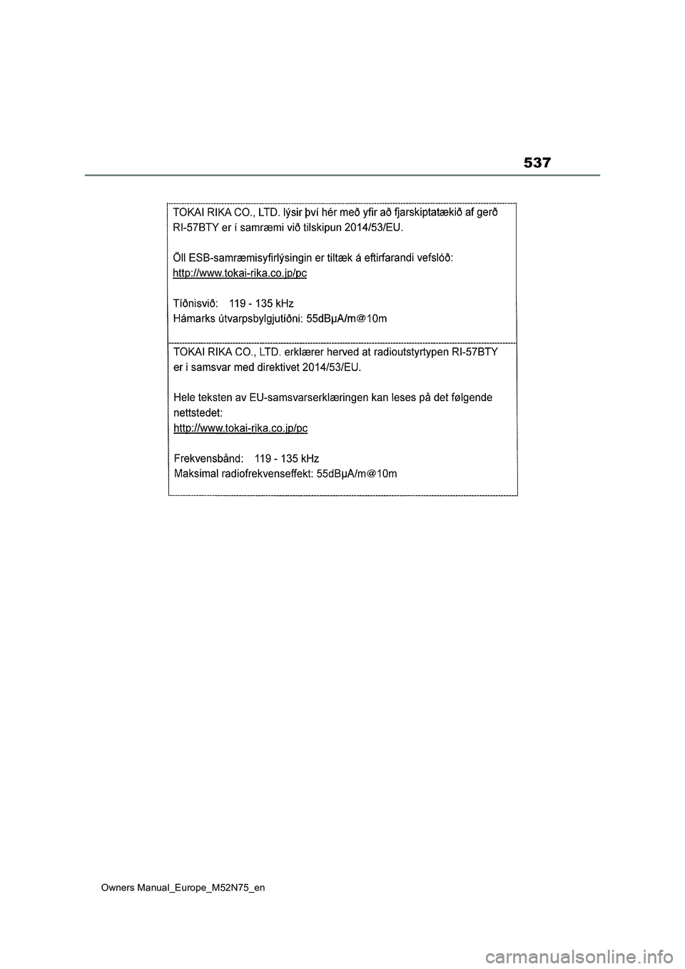 TOYOTA YARIS CROSS 2023 Owners Manual 537
Owners Manual_Europe_M52N75_en TOYOTA YARIS CROSS 2023 Owners Manual 537
Owners Manual_Europe_M52N75_en